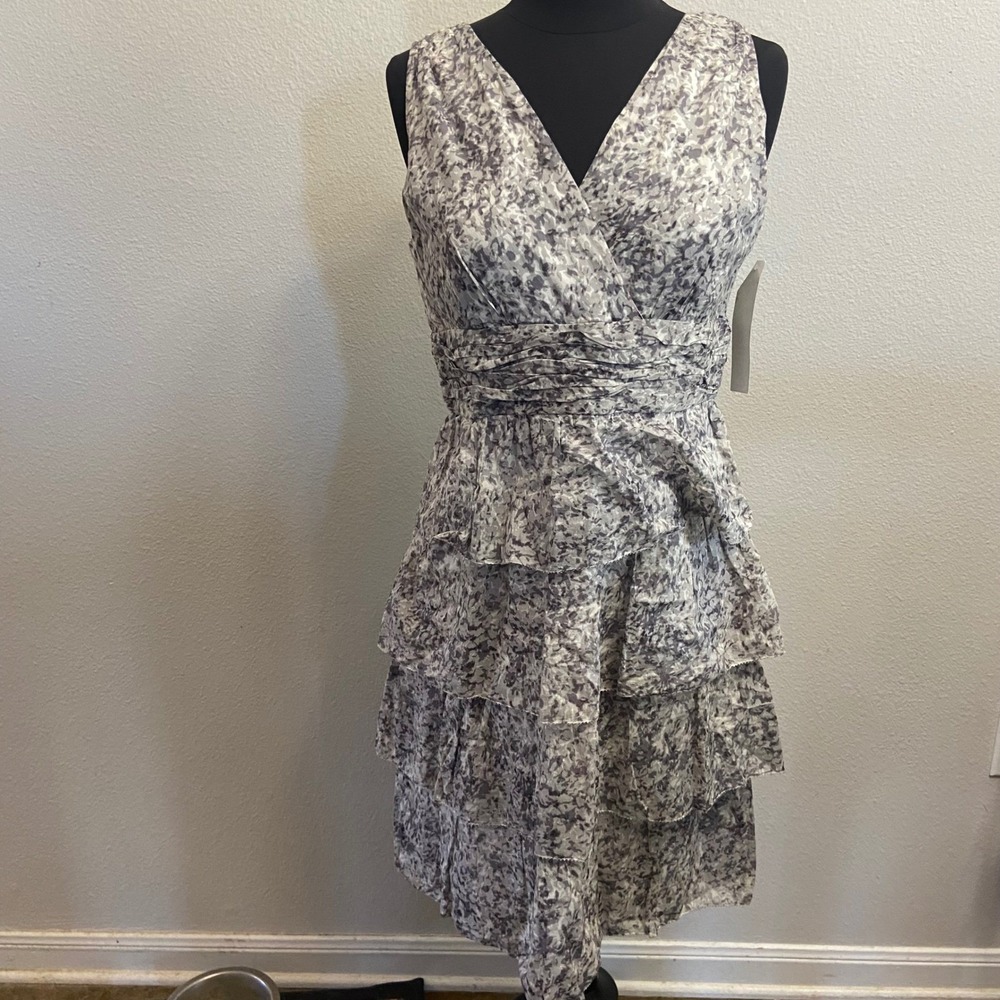 Talbots‎ Petites Dress Size 8P Floral Sleeveless Ruffle Tiered Cotton Blend NEW
